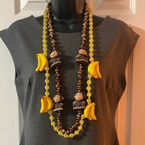 Mardi Gras Monkey & Banana Bead Pair